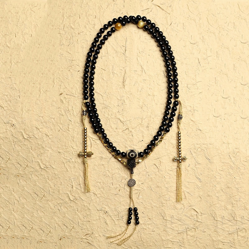 108 Beads Black Onyx Protection Gemstone Mala Bracelet