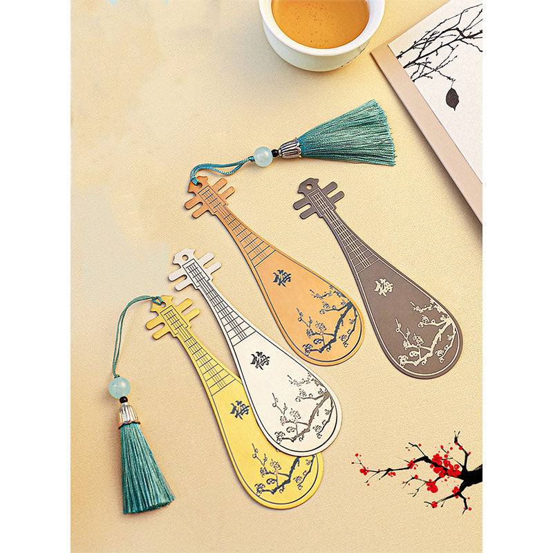 Gold Guzheng Metal Bookmark | Classical Instrument Design