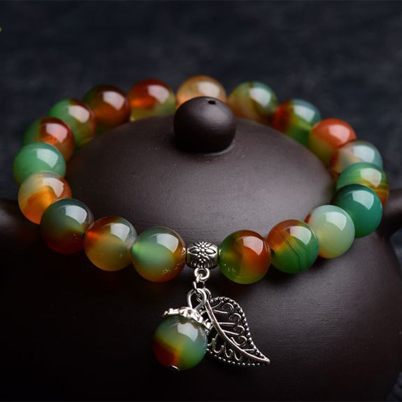 8mm Tibetan Green Agate Healing Bracelet for Balance