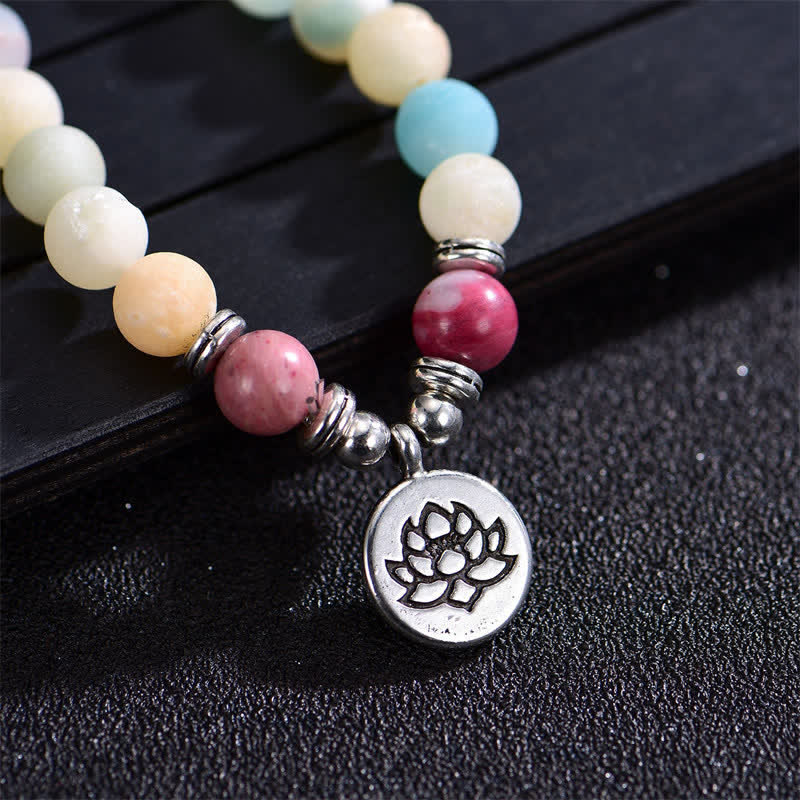 8mm Lotus Lotus Bracelet with Lazurite and Picasso Jasper for Balance