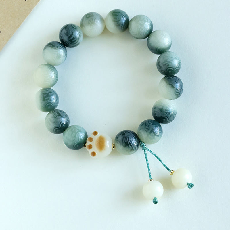 Om Mani Padme Hum Bodhi Seed Carved Bracelet 12mm Beads