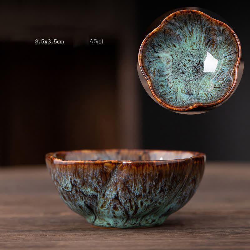 Peach Blossom Ceramic Teacup Beautiful Floral Tea Cup