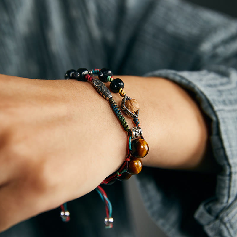 Sterling Silver Tiger Eye Courage Bracelet Handmade Bodhi Seed