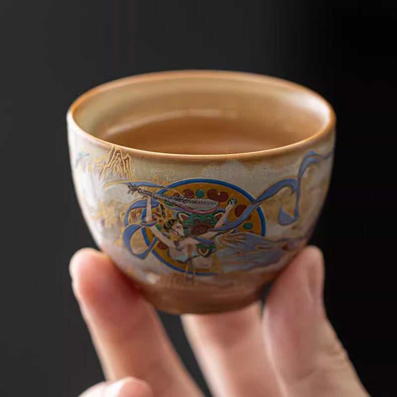 Dunhuang Flying Apsaras Ceramic Gaiwan Tea Cup 150ml