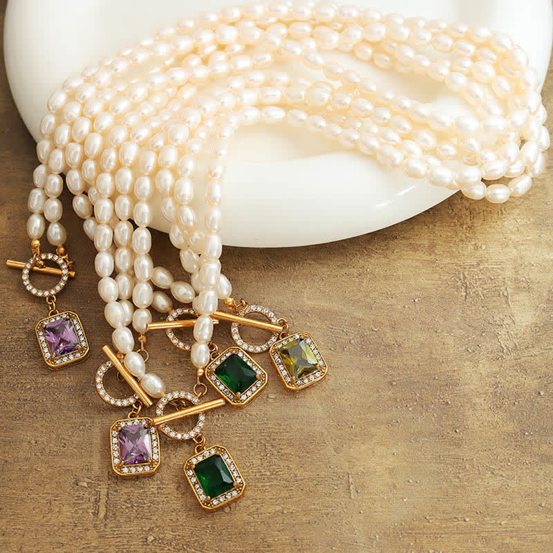 Pearl Zircon Charm Necklace for Wealth, Peace & Calm