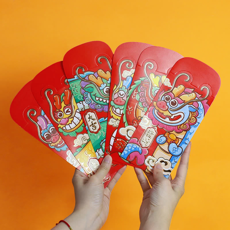 6Pcs Chinese Red Envelope Year of the Dragon 2024