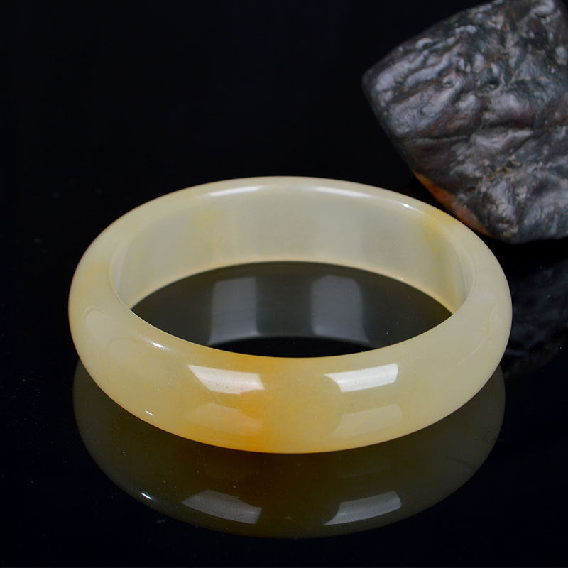 Golden Silk Jade Bracelet Bangle 56mm for Luck & Wealth