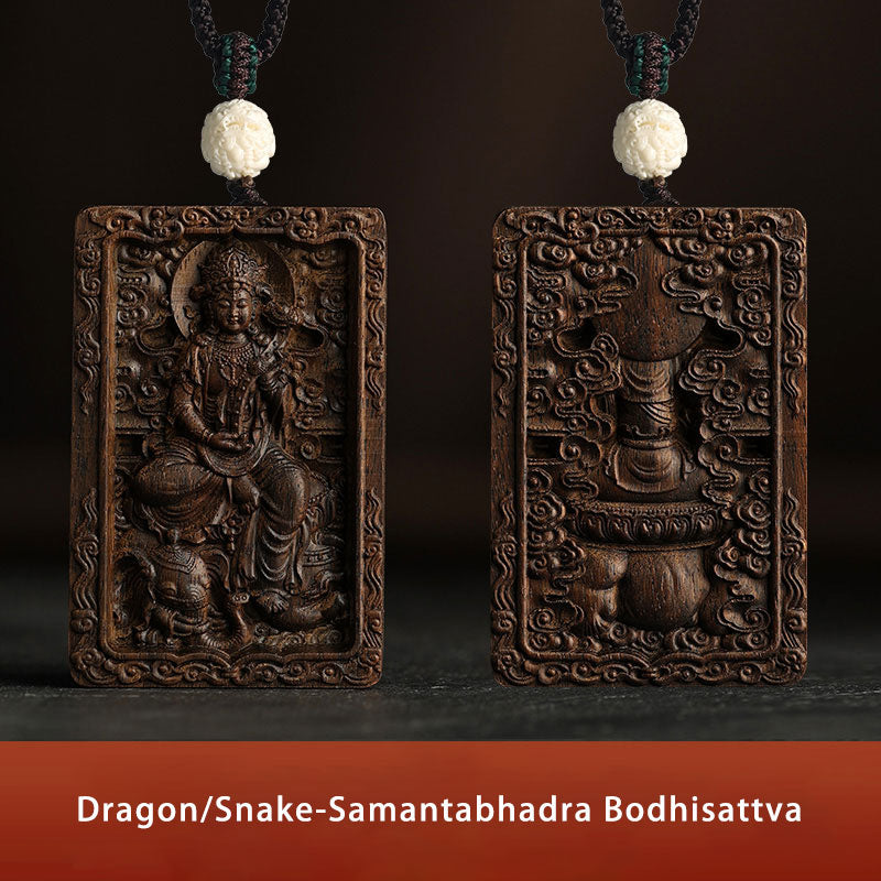 Chinese Zodiac Agarwood PiXiu Dragon Peace Necklace Pendant