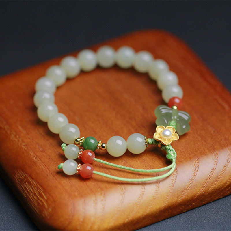 Jade Butterfly Luck Bracelet in 925 Sterling Silver