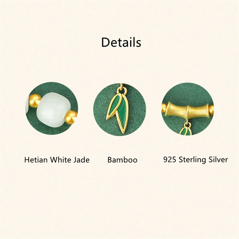 Sterling Silver White Jade Protection Bracelet 6*7mm