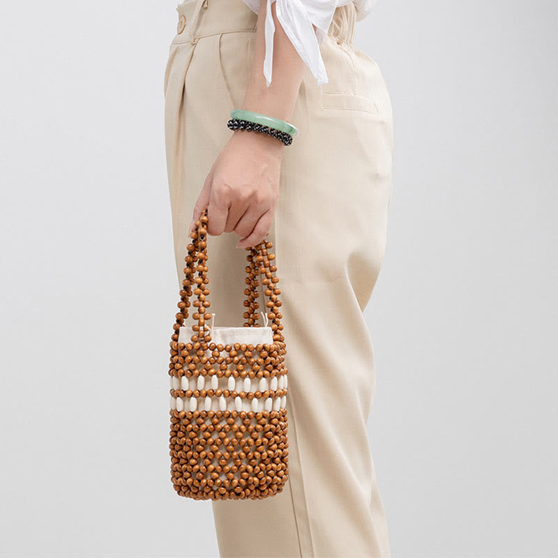 Wooden Beads Bucket Bag 12cm for Spiritual Jewelry