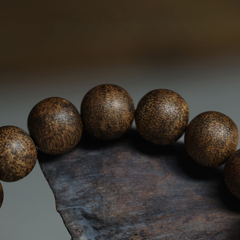Vietnam Huang Qinan Agarwood & Hetian Jade Peace Bracelet