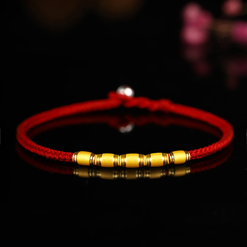 999 Gold Red String Bracelet with Eight Thread Peace Knot