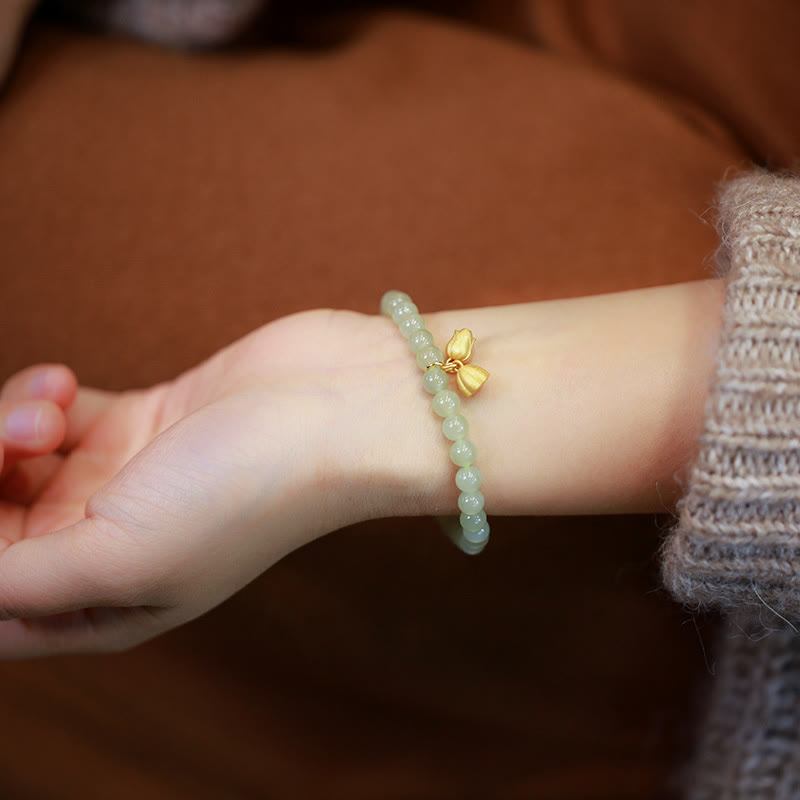 6mm Natural Hetian Jade Lucky Charm Bracelet