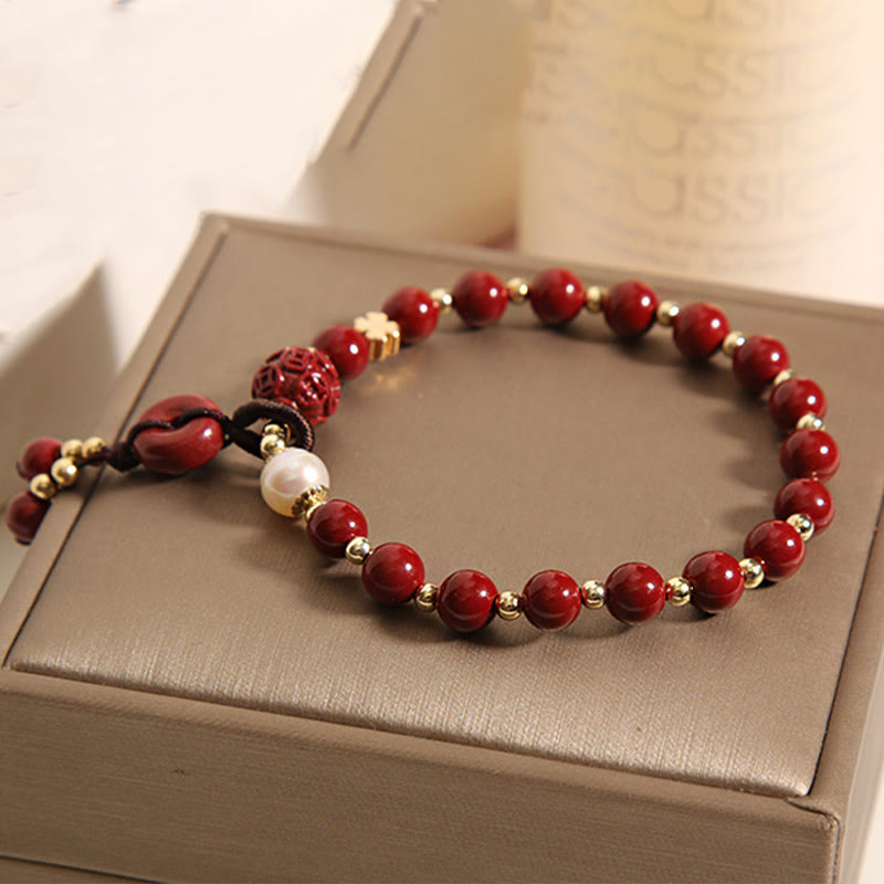 Cinnabar Peace Buckle Copper Charm Blessing Bracelet