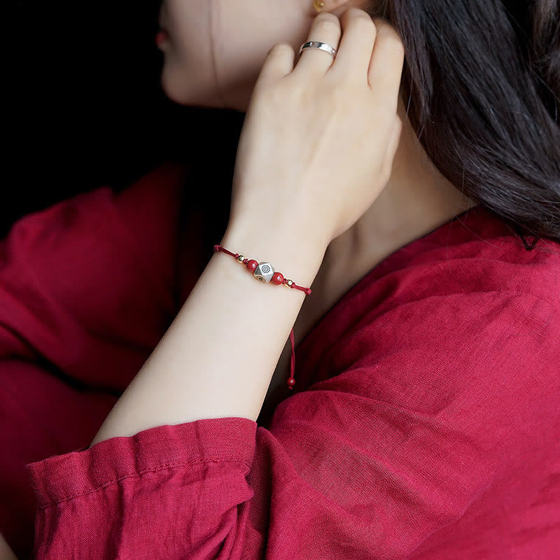 Chinese Zodiac Bracelet in Sterling Silver with Cinnabar & Natal Buddha