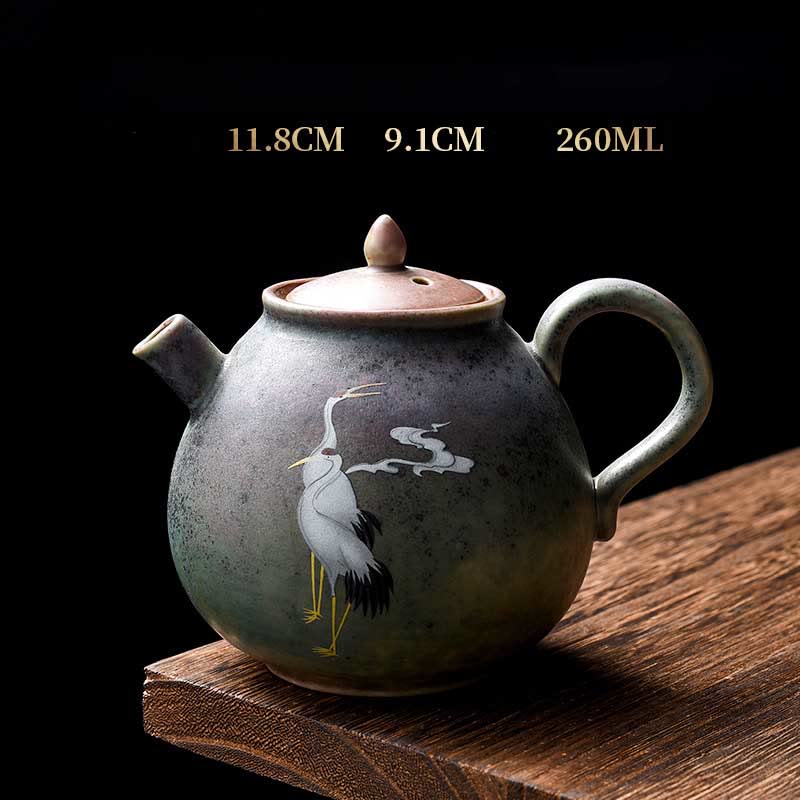 Round Pattern Ceramic Gongfu Teapot 240ml for Gongfu Tea