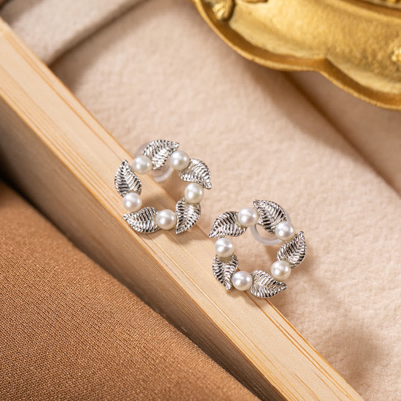 925 Sterling Silver Pearl Leaf Healing Jewelry Set