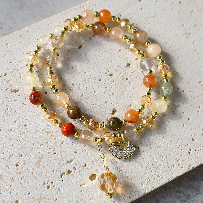 Rutilated Quartz Double Wrap Spiritual Growth Bracelet