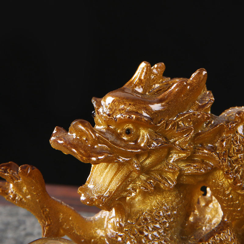 Color Changing Resin Chinese Dragon Figurine for Luck and Success