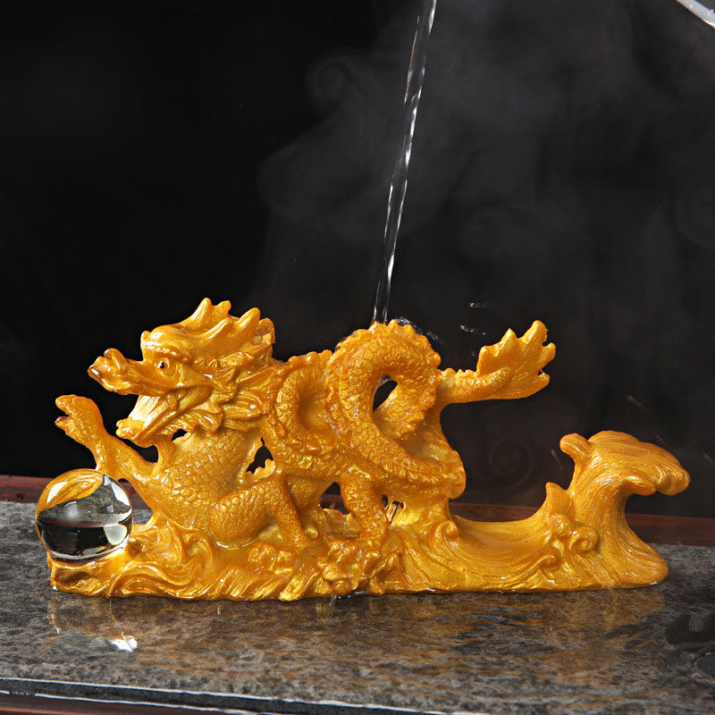 Color Changing Resin Chinese Dragon Figurine for Luck and Success