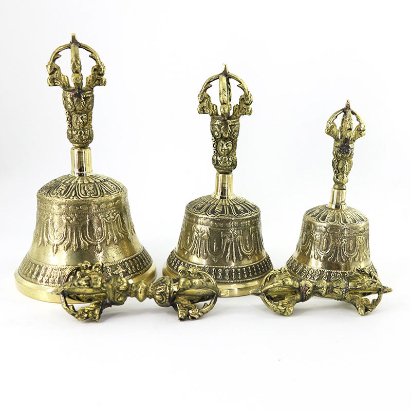 Small Copper Meditation Bell and Vajra Dorje Set