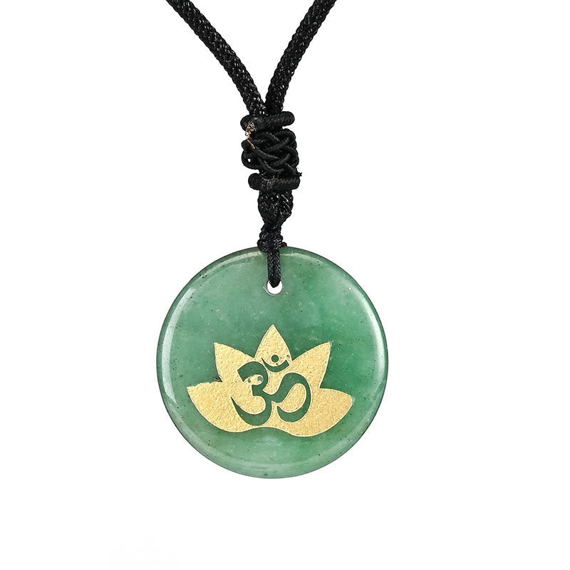 Om Lotus Symbol Amethyst Healing Necklace for Spiritual Balance