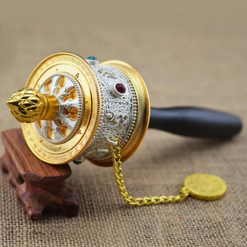 Zinc Alloy Tibetan Prayer Wheel Spiritual Decoration 5cm