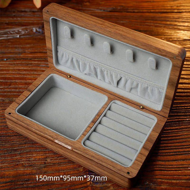 Vintage Handmade Black Walnut Wood Jewelry Storage Box