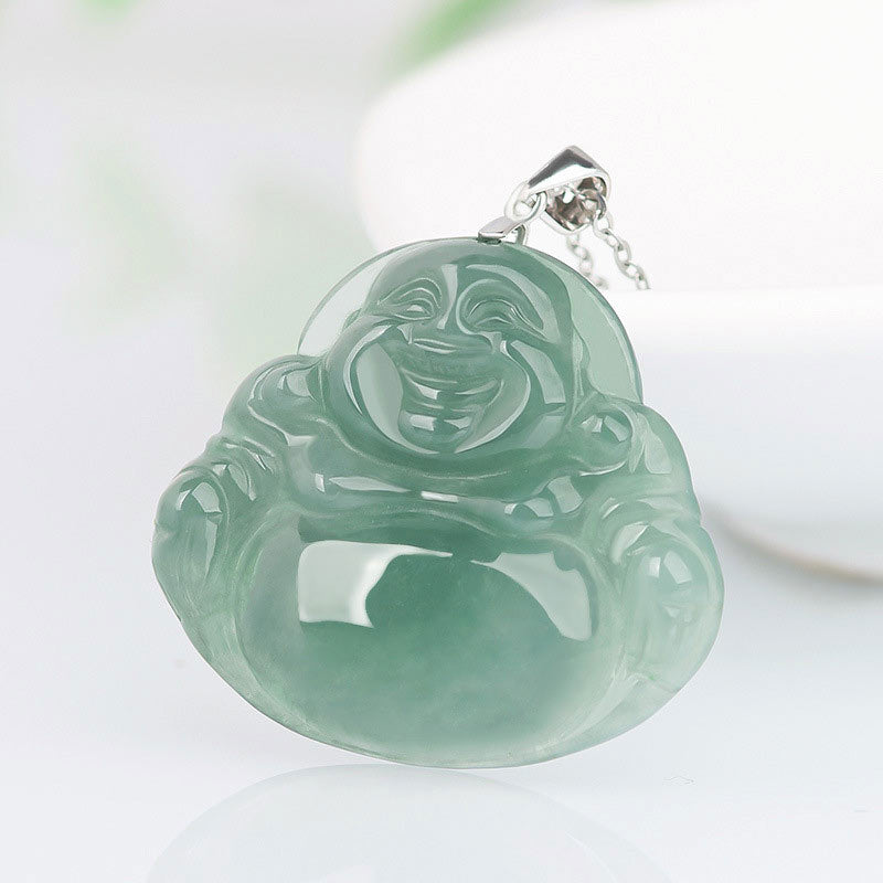 Jade Necklace Laughing Buddha Pendant | Protection & Calm