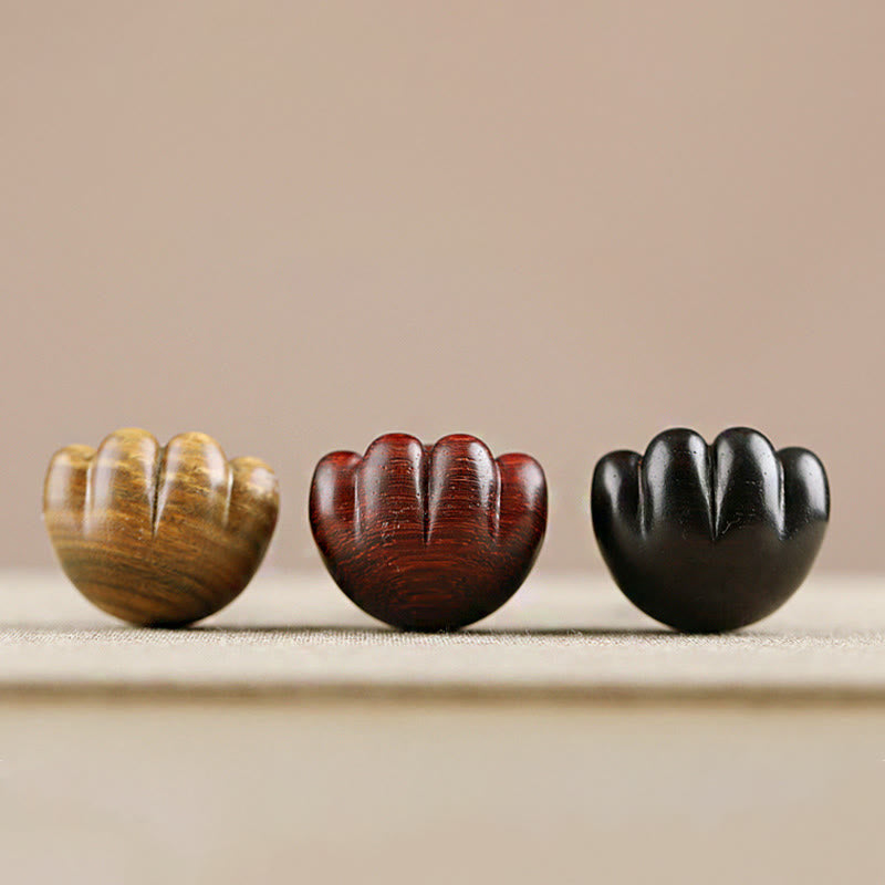 Lucky Cat Paw Wood Protection Key Chain with Red, Green & Ebony Sandalwood