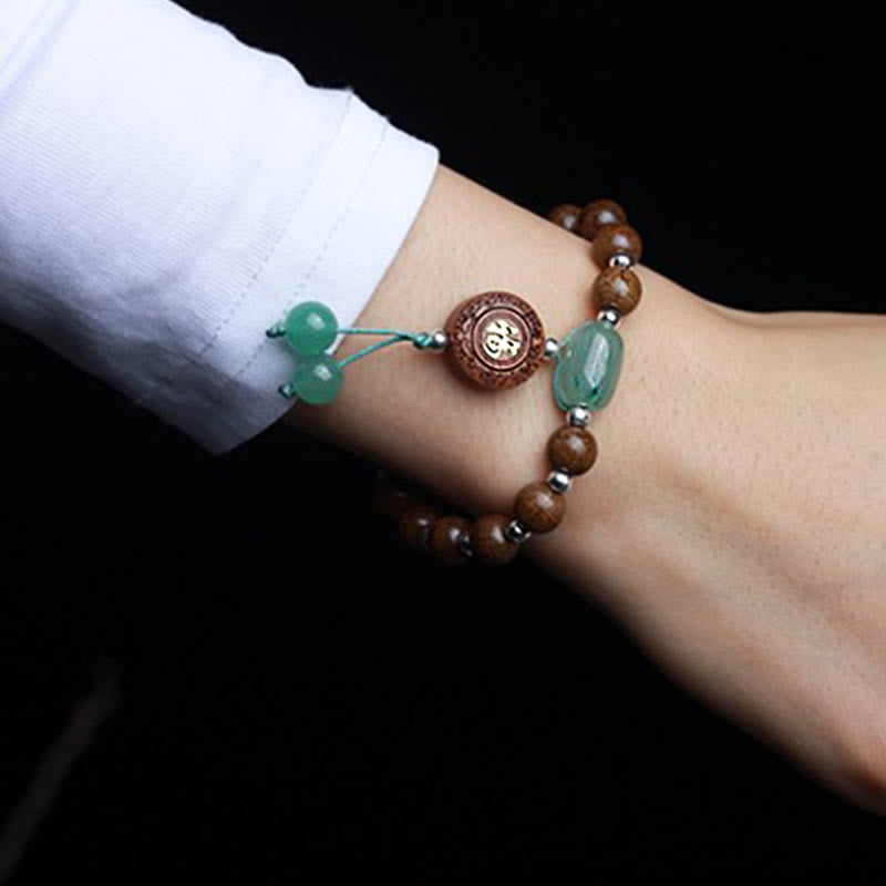 8mm Abelia Biflora Wood Om Mani Padme Hum Bracelet Protection