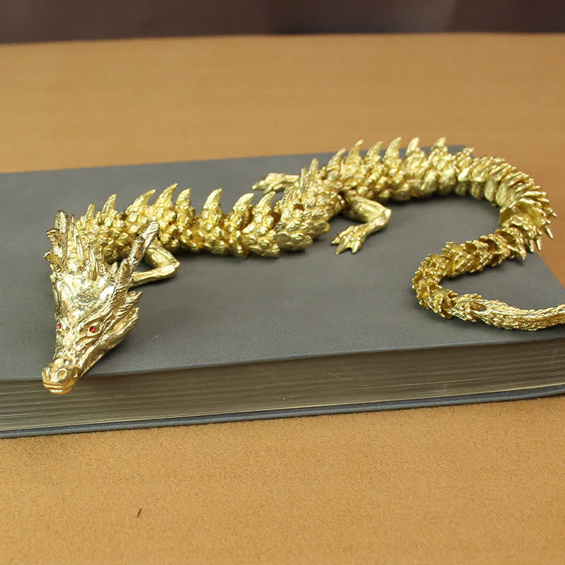 Brass Copper Dragon Statue, Symbol of Luck & Protection