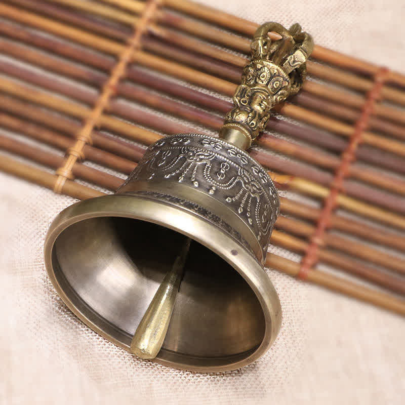 Copper Tibetan Bell and Vajra Meditation Set - Small