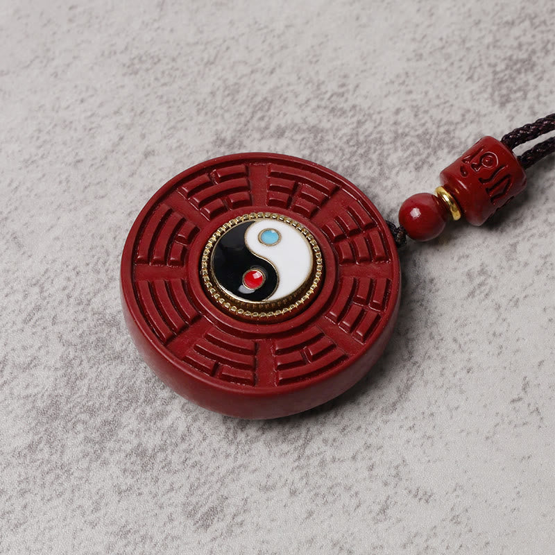 Natural Cinnabar Yin Yang Pendant for Protection & Balance