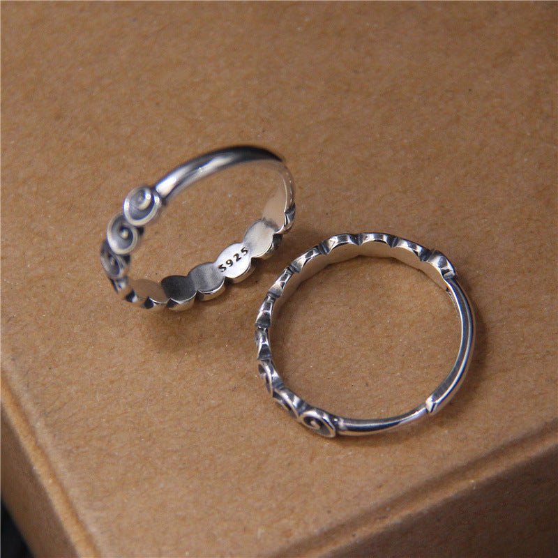 925 Sterling Silver Auspicious Clouds Spiritual Protection Ring