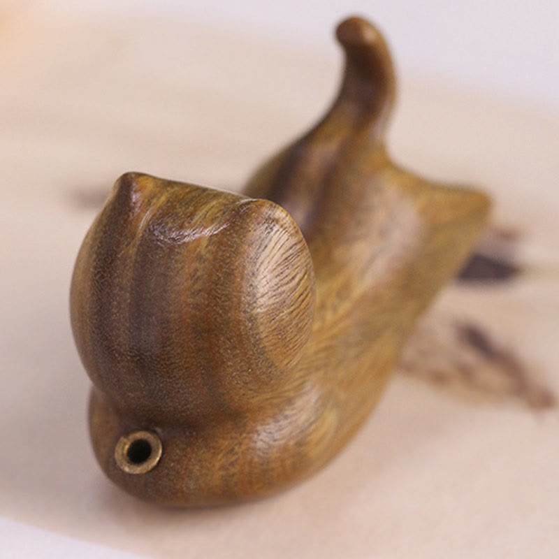 Green Sandalwood Cat Incense Burner 5.6cm Soothing Decoration