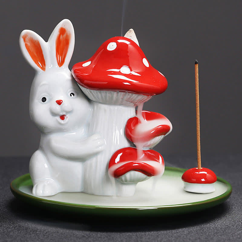 Year of the Rabbit Ceramic Incense Burner with Bunny Design