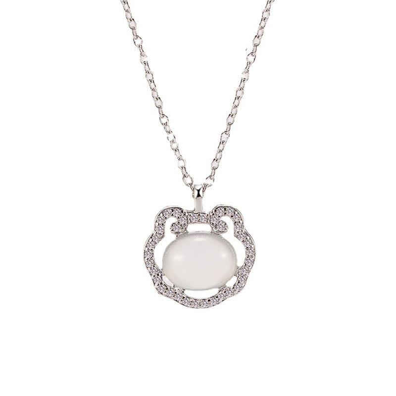 Chalcedony Lock of Good Wishes Positive Crystal Necklace