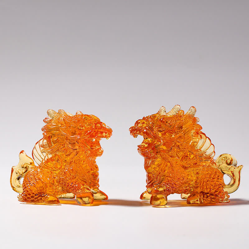 Liuli Feng Shui Kirin Crystal Art Piece for Zen Decor