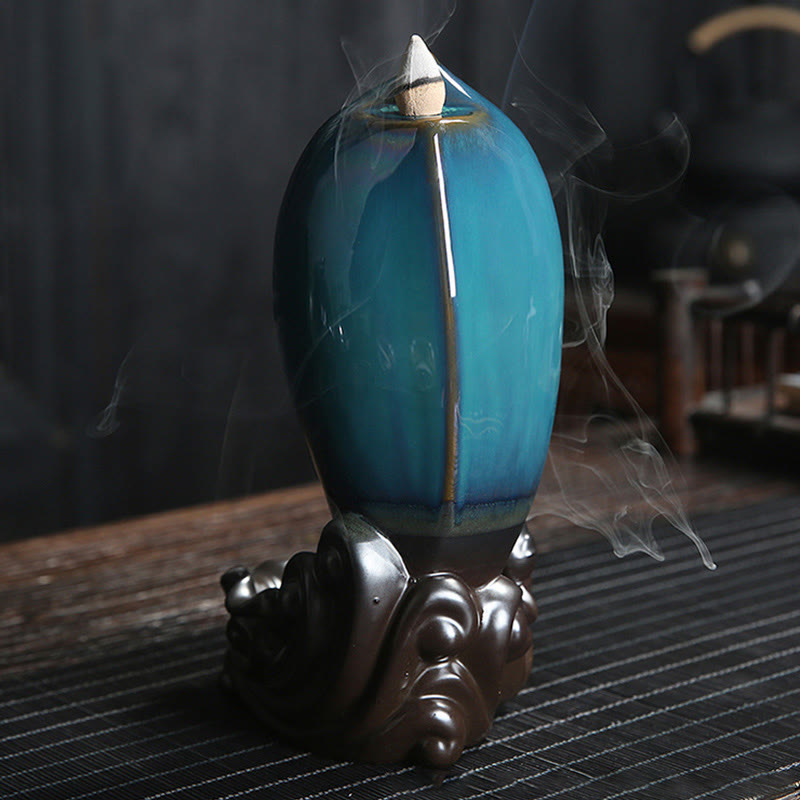 Ceramic Waterfall Incense Burner for Meditation & Backflow