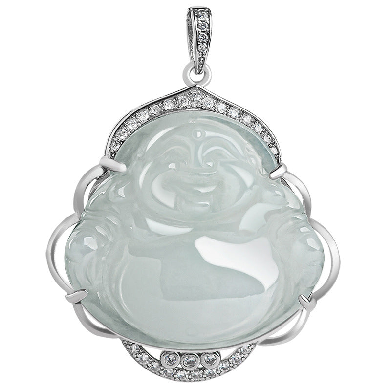925 Sterling Silver Jade Necklace | Laughing Buddha Abundance