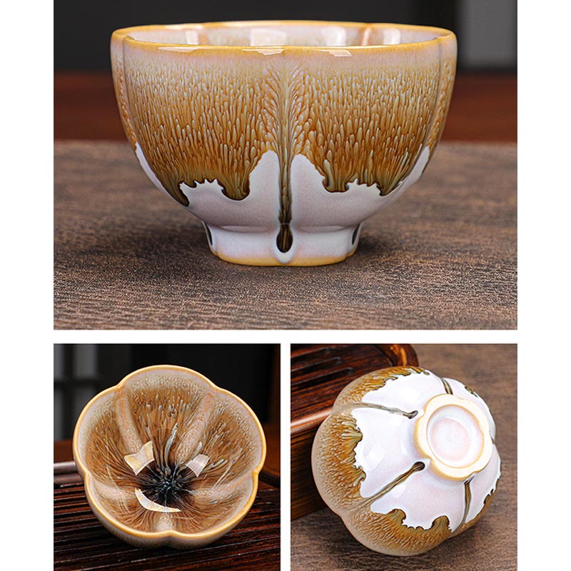 6pcs Plum Blossom Ceramic Jianzhan Tea Cup Set