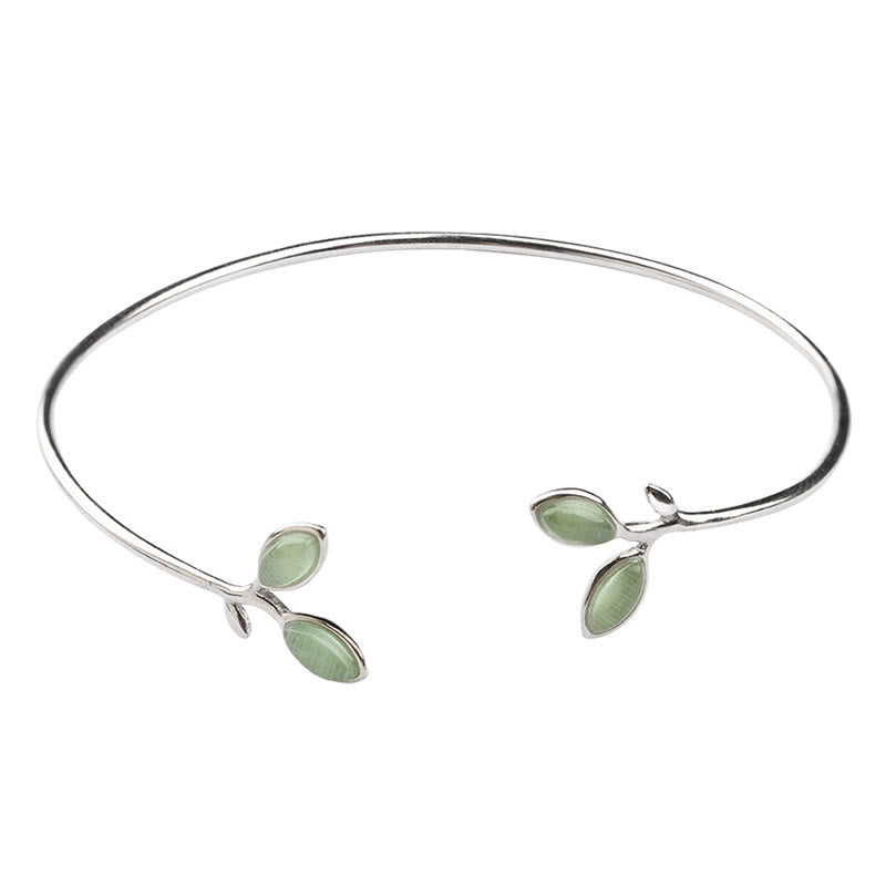 Copper Cat Eye Leaf Pattern Support Cuff Bracelet