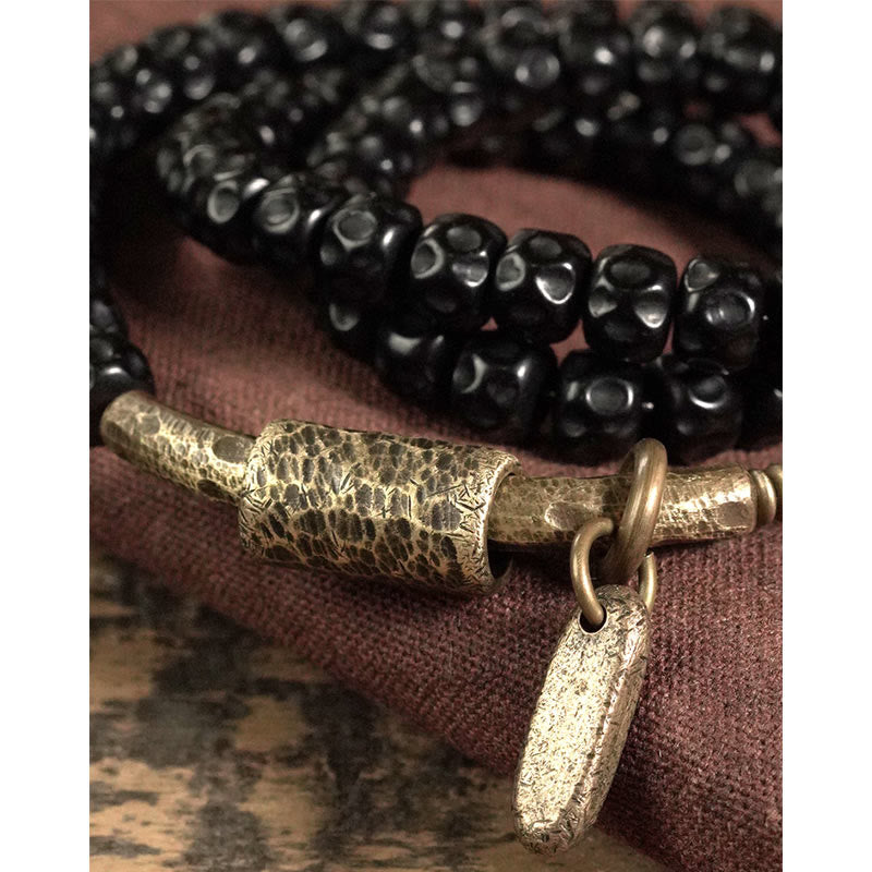 Coconut Shell Copper Spiritual Triple Wrap Bracelet