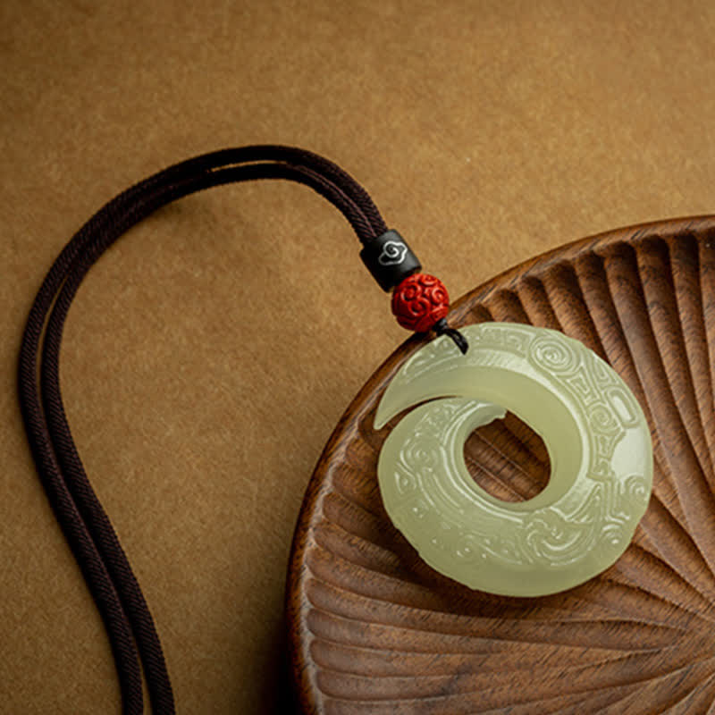 Jade Peace Buckle Necklace for Luck & Prosperity Pendant