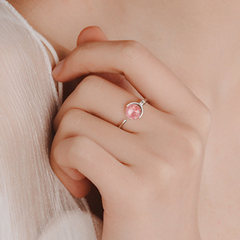 6mm Pink Crystal Soothing Ring Promoting Self-Love