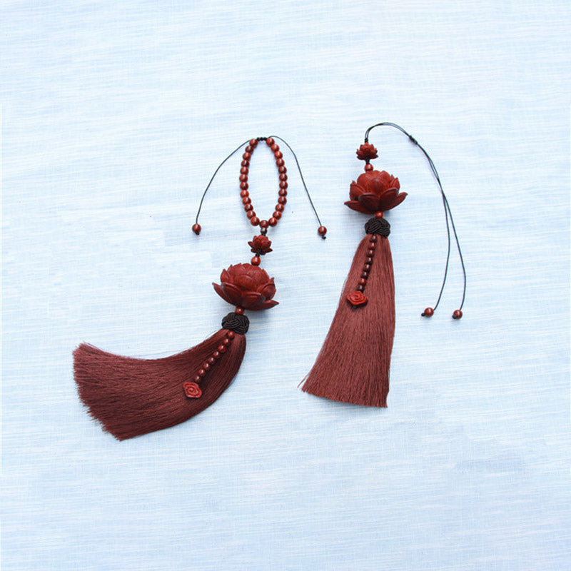 Small Leaf Red Sandalwood Zen Decor | Luck & Protection Tassel