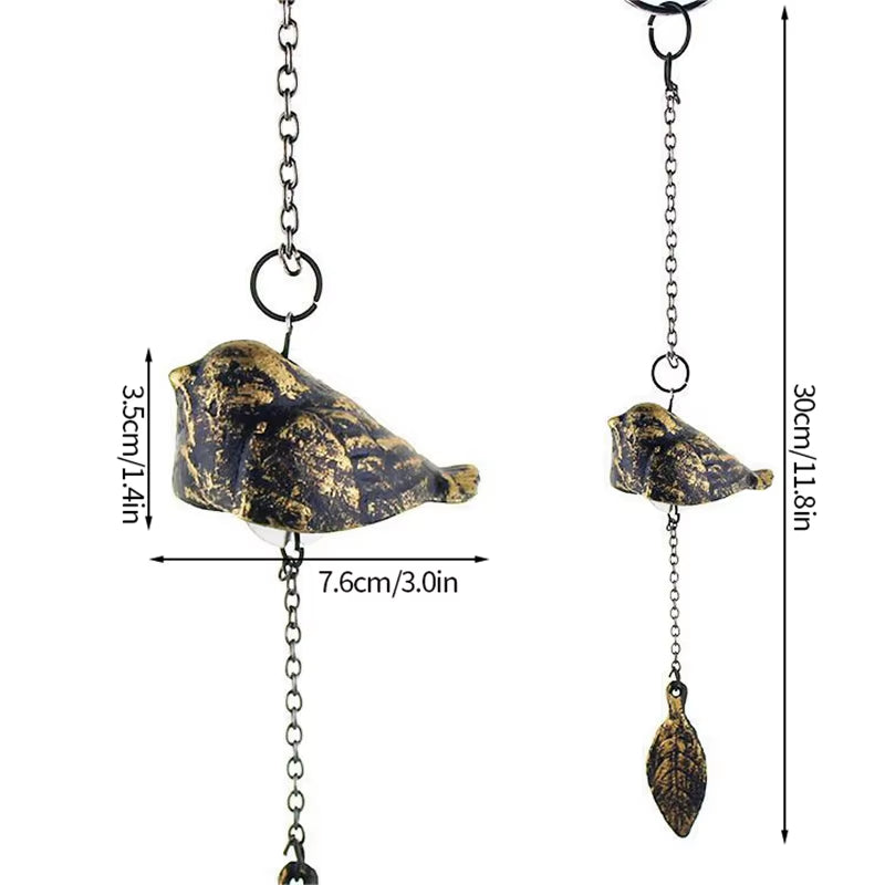 Decorative hanging bird ornament with metallic chain for Japanese Iron Wind Chimes