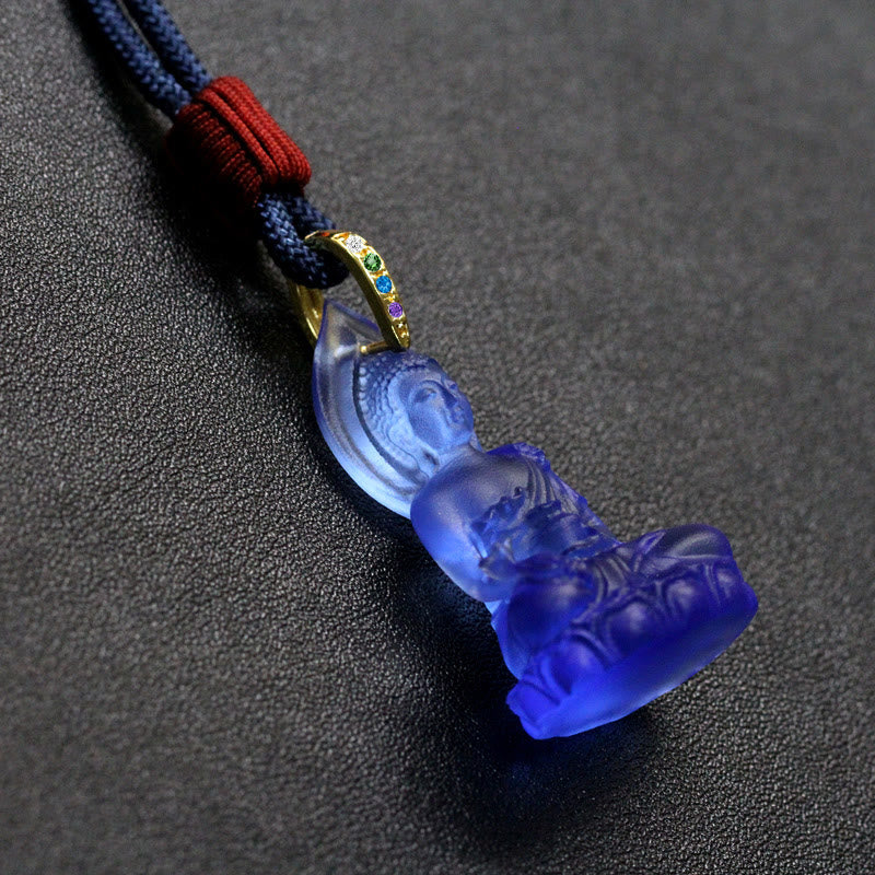 Liuli Crystal Buddha Necklace | Medicine Buddha Amulet | Healing